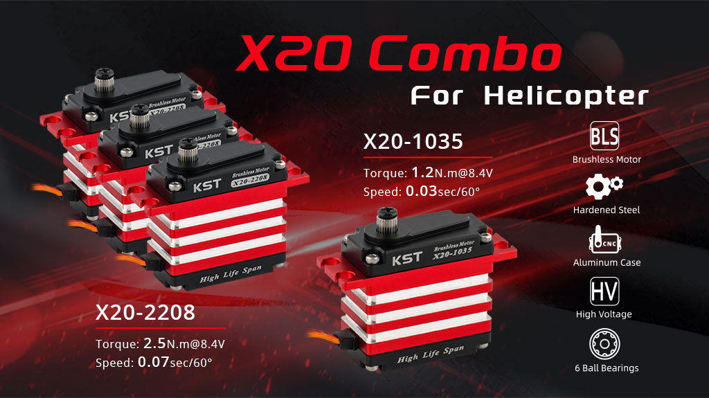 KST X20 Combo Brushless Servos X20-2208 X20-1035 for RC Helicopter