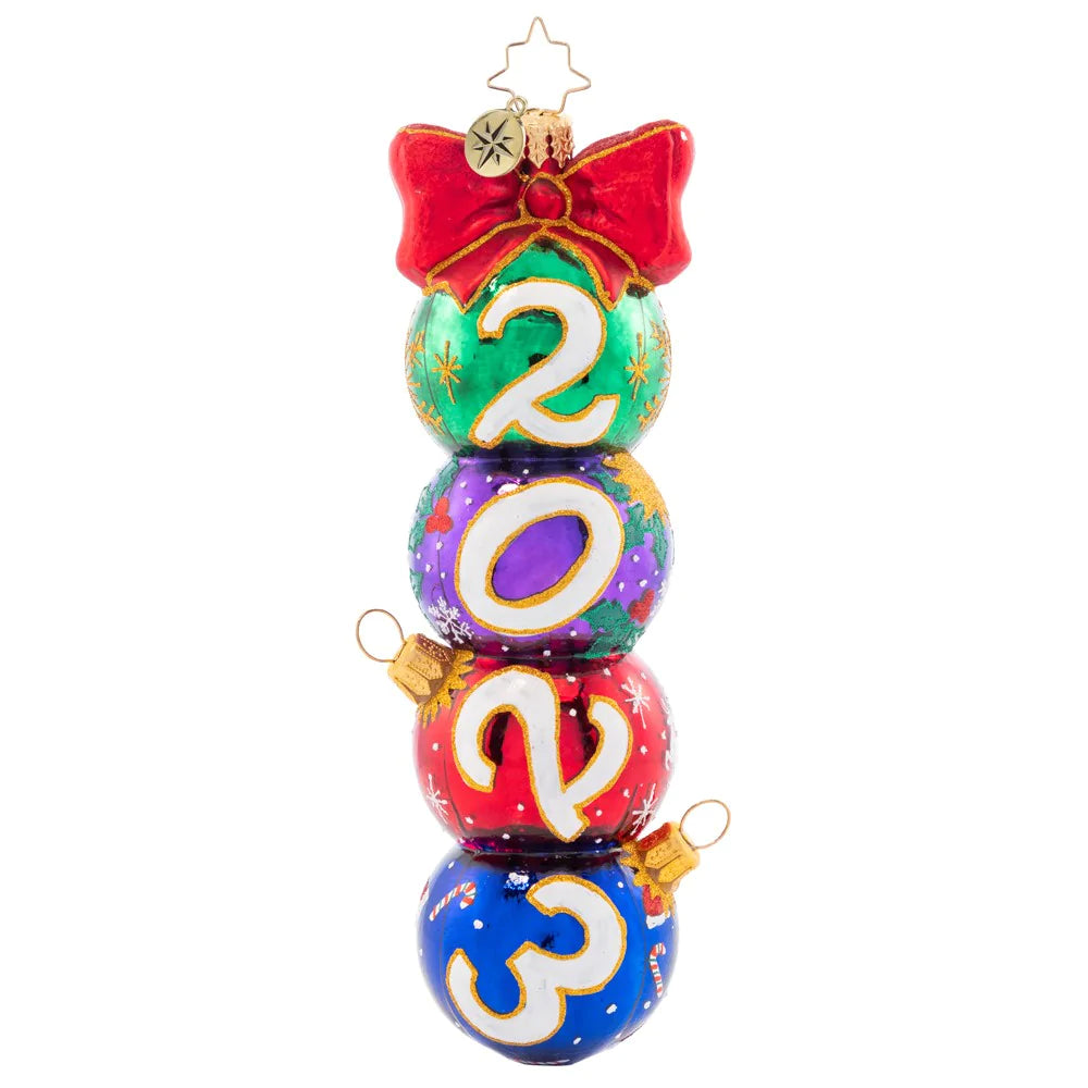 Front - Ornament Description - Have a Ball 2023: These stacked ornament rounds are decorated with glee, spelling out the year, "2023"! Adorn your tree with this vibrant vintage-inspired piece, and celebrate another wonderful holiday season.