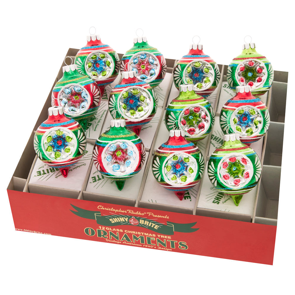 Christopher Radko Company Holiday Splendor Mini Caps W/ Tinsel - 12 Glass  Ornaments 2 Inch, Glass - Shiny Brite Set/12 4026101