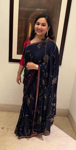 black designer banarasi silk saree