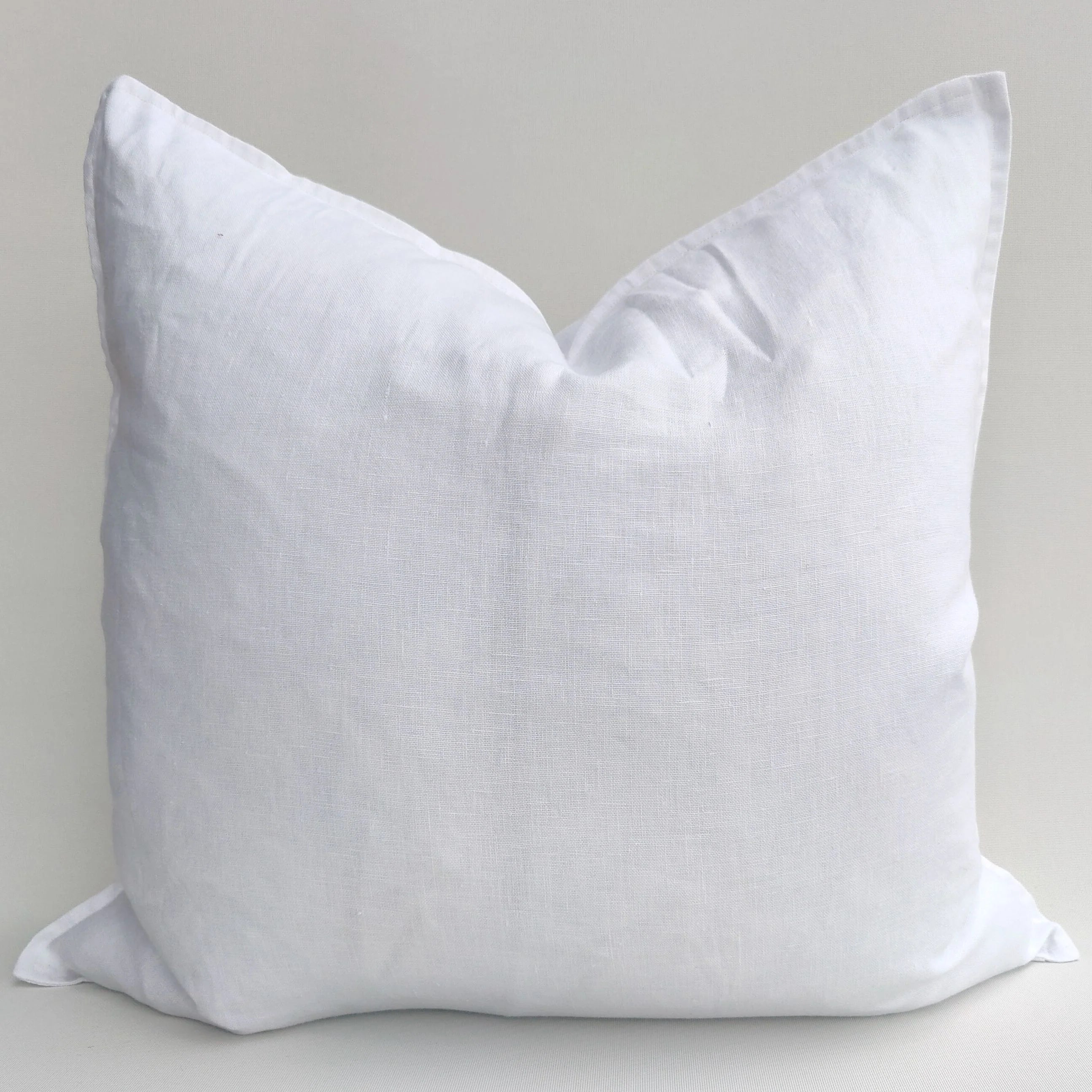 Stonewashed Heavy Weight French Linen Cushion - White