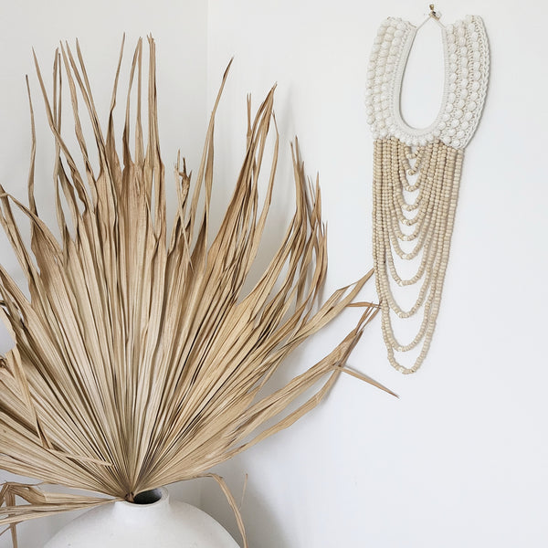 Lynx beaded & shell Beige & White wall hanging – EmberandAsh