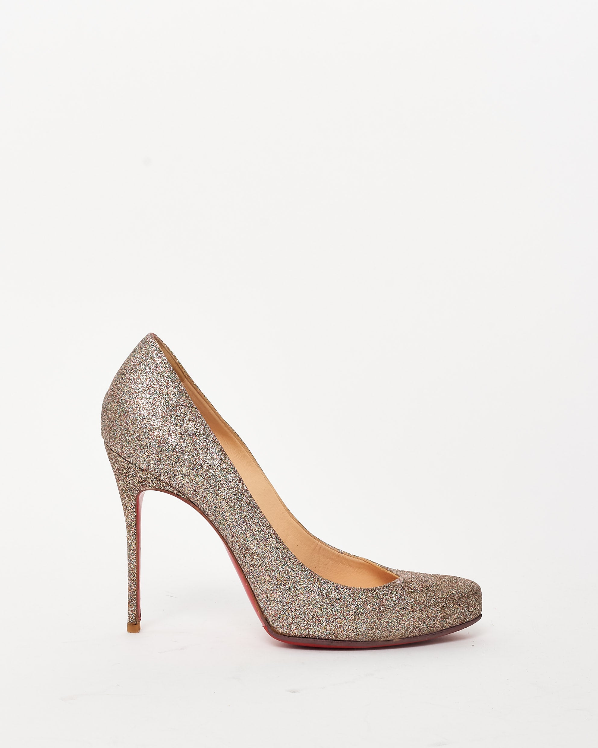 image of Christian Louboutin Gold Metallic Multi Glitter Round Toe Pumps - 39