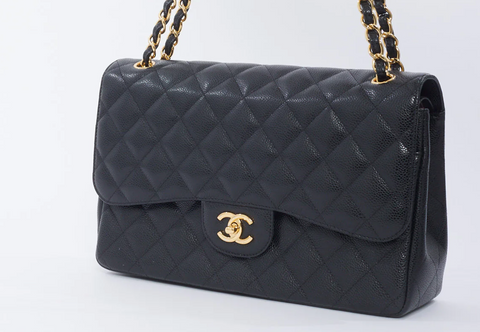 chanel black caviar classic flap