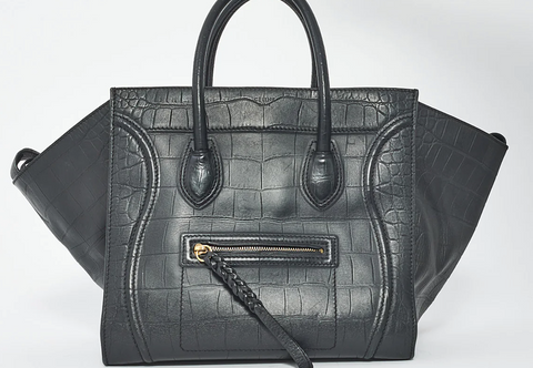 black croc embossed celine luggage tote