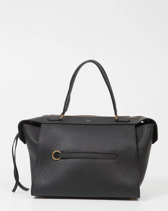 Celine Black Leather Pebbled Ring Top Handle Bag