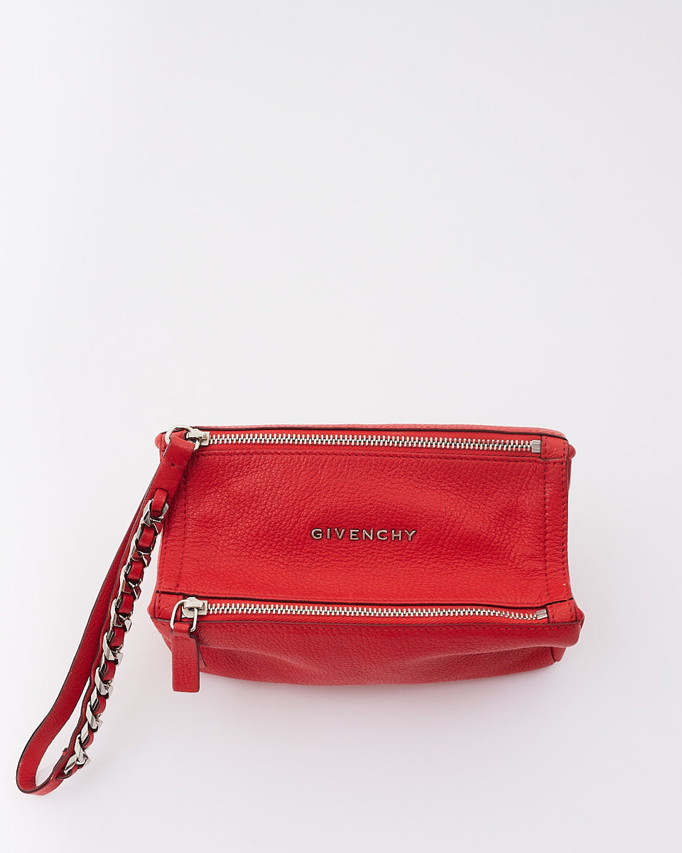 Givenchy Red Leather Pandora Wristlet Clutch – RETYCHE