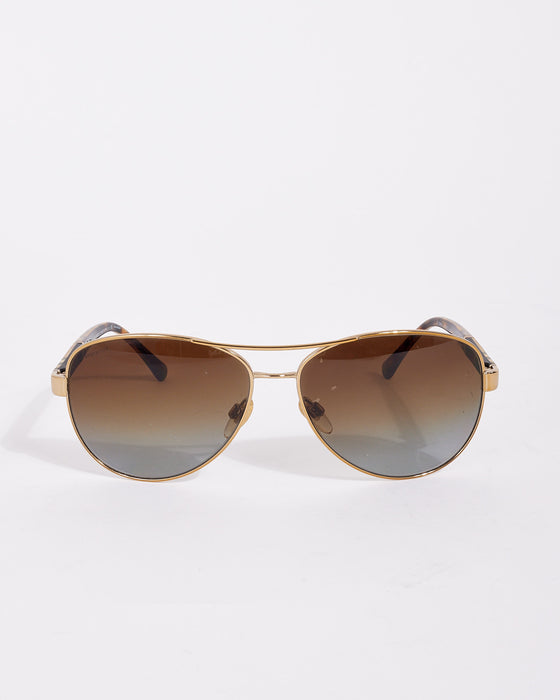 Burberry Light Gold Check Detail Aviator B3080 Sunglasses – RETYCHE