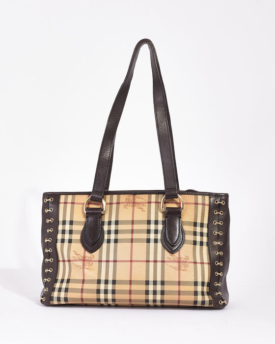 Burberry Brown Haymarket Coated Canvas Tote Bag – RETYCHE