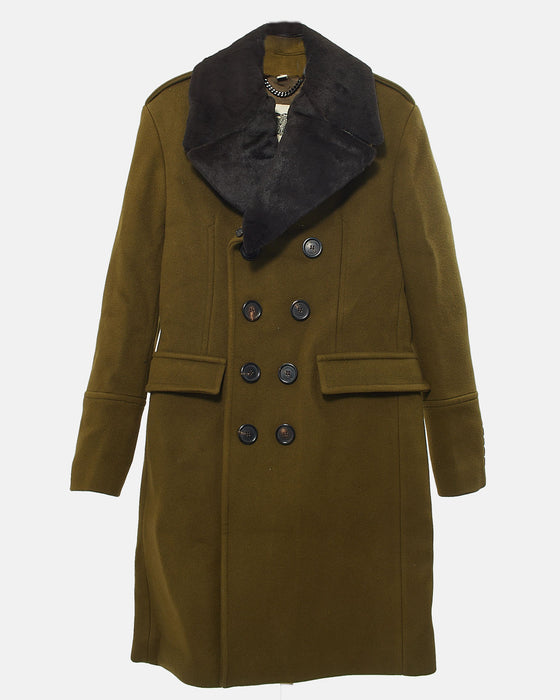 Burberry Khaki Wool Double Fur Collar MEN'S Long Coat - 48 RETYCHE