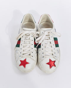 Gucci White Leather Ace Stars Low Top Sneakers  – RETYCHE