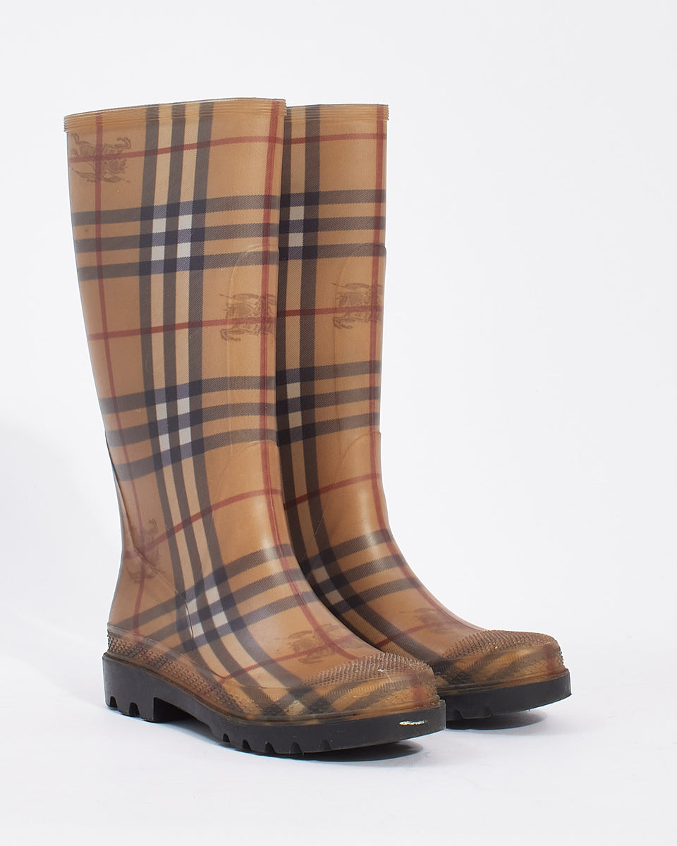 Burberry Beige Haymarket Check Rain Boots - 36 – RETYCHE
