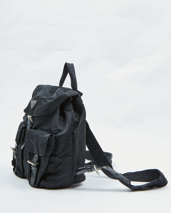 Prada Black Nylon Tessuto Small Backpack Bag
