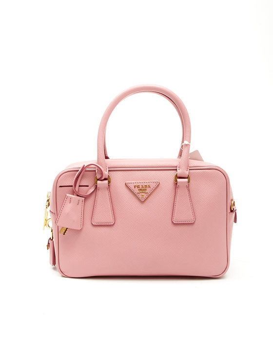 Prada Pink Saffiano Leather Bauletto Convertible Satchel Bag – RETYCHE