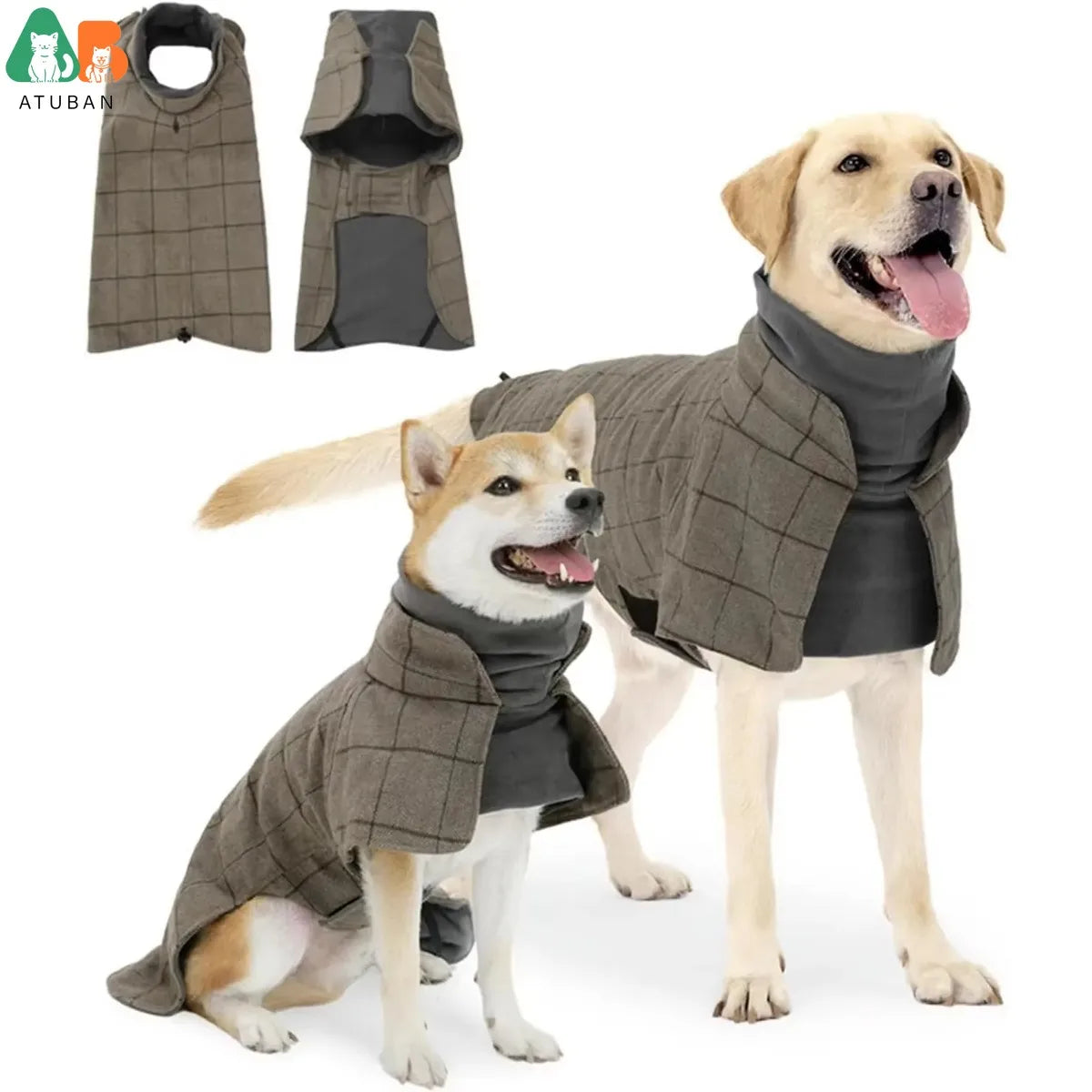 Warm Dog Coat English Plaid Dog Fleece Vest Windbreaker Jacket