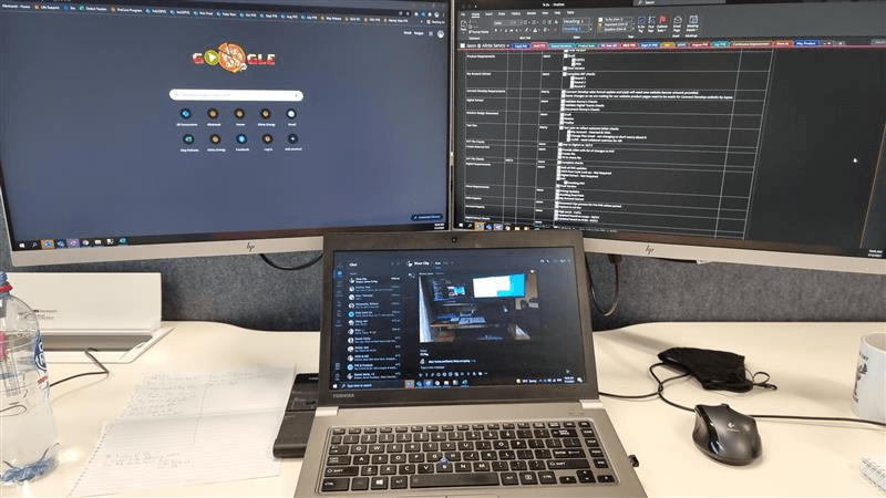Dual flat monitor screen setup