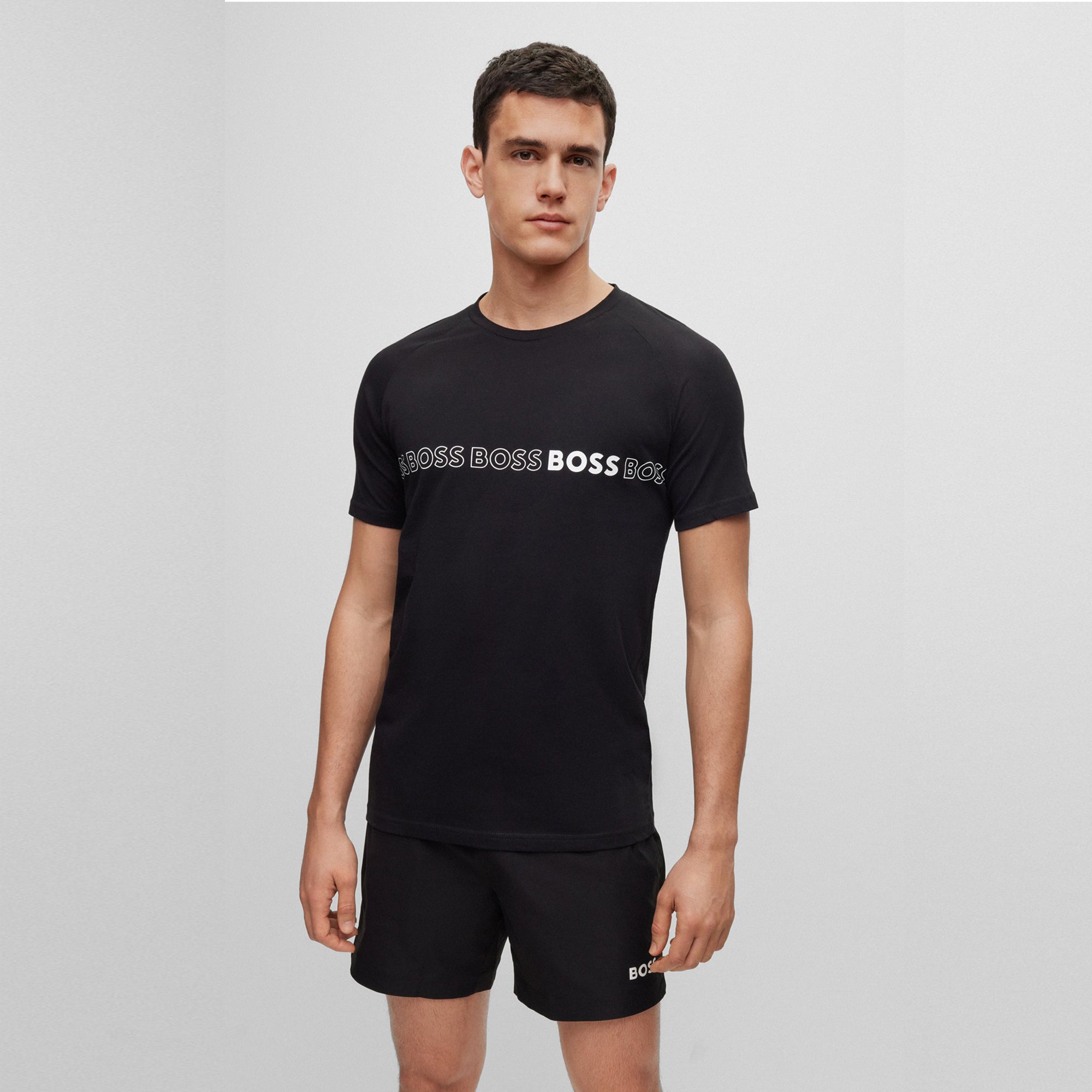 Hugo Boss Mens Slim Fit T-shirt With SPF 50+ Uv Protection Black Large