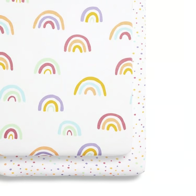 2 Pack Crib Fitted Sheets - Rainbow Multi