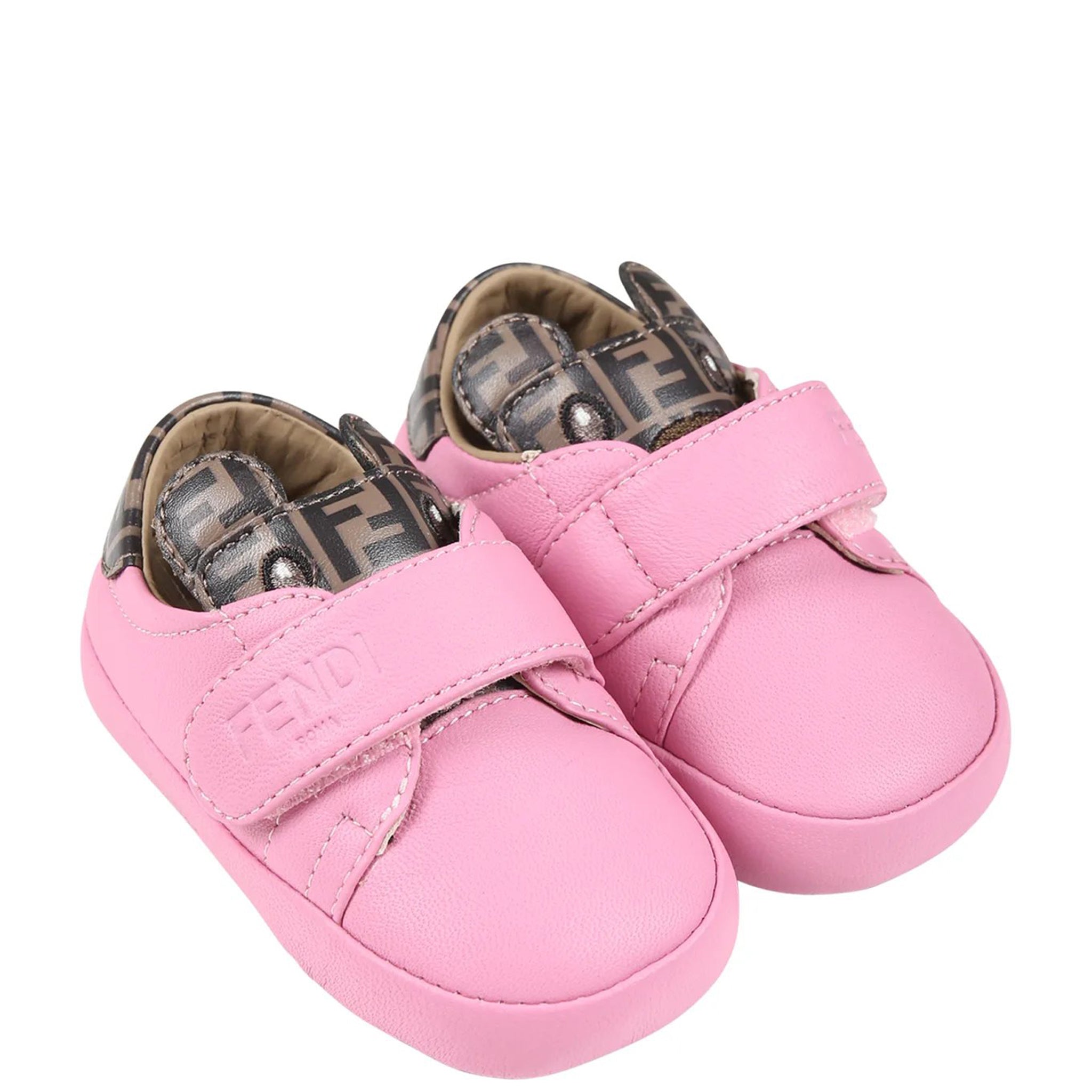 Fendi Baby Girls Teddy & FF Print Sneakers IV Pink