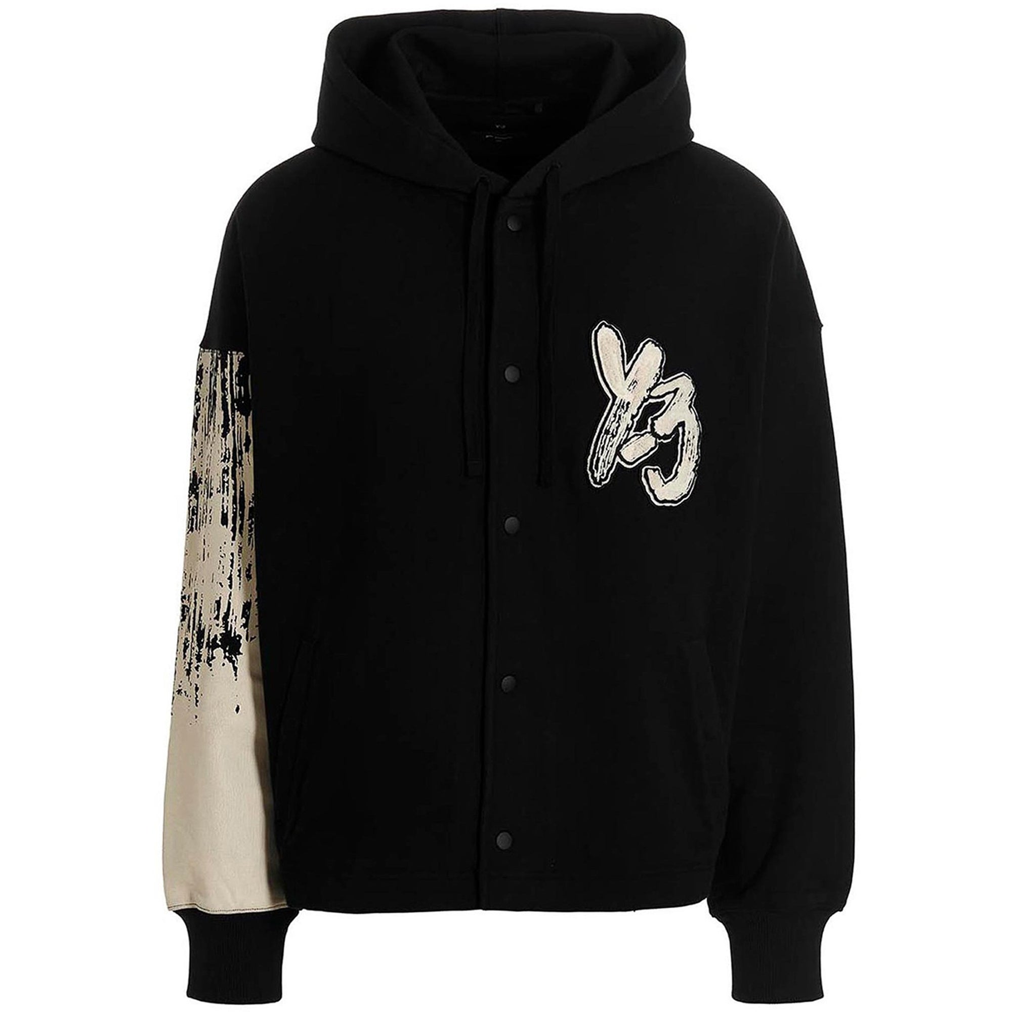 Y-3 Mens Graphic Logo French Terry Hooded Jacket L Black