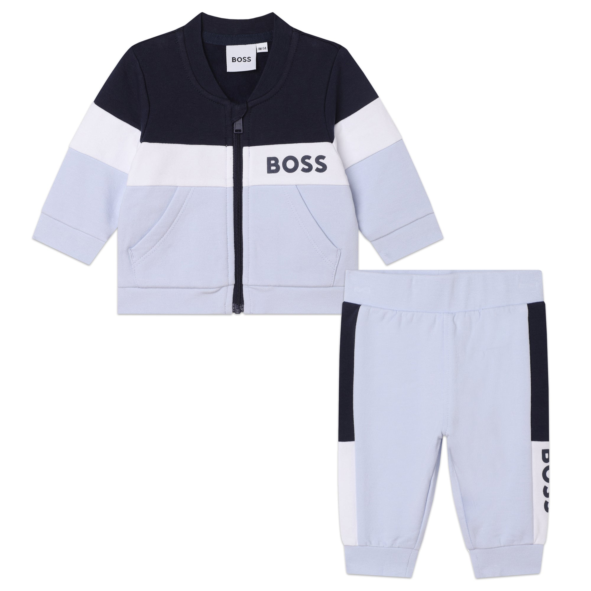 boss baby boys tracksuit zip top and pants set in pale blue 18m 95% cotton, 5% elastane - lining: 96% 4%