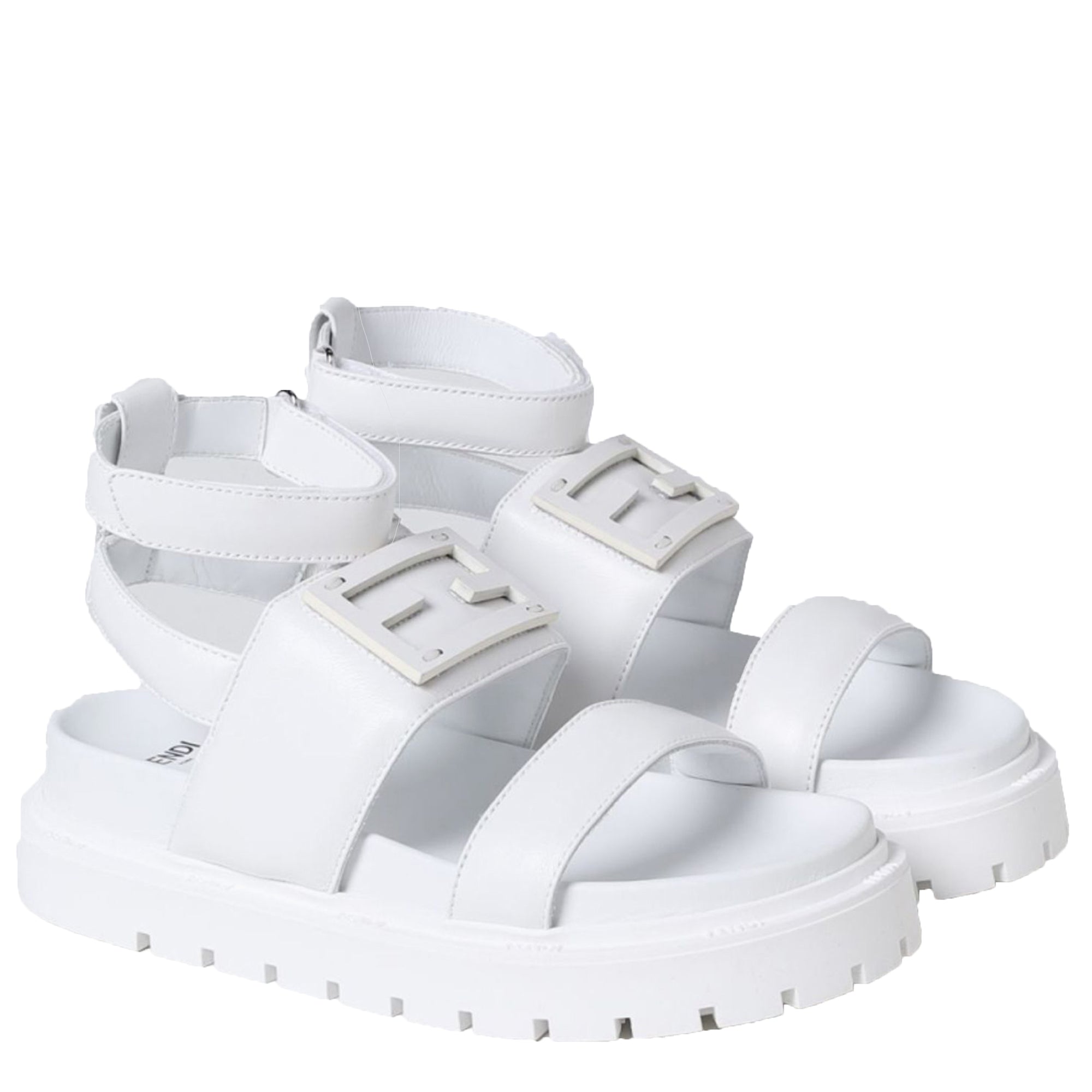 Fendi Girls Sandals FF Logo White Eu36