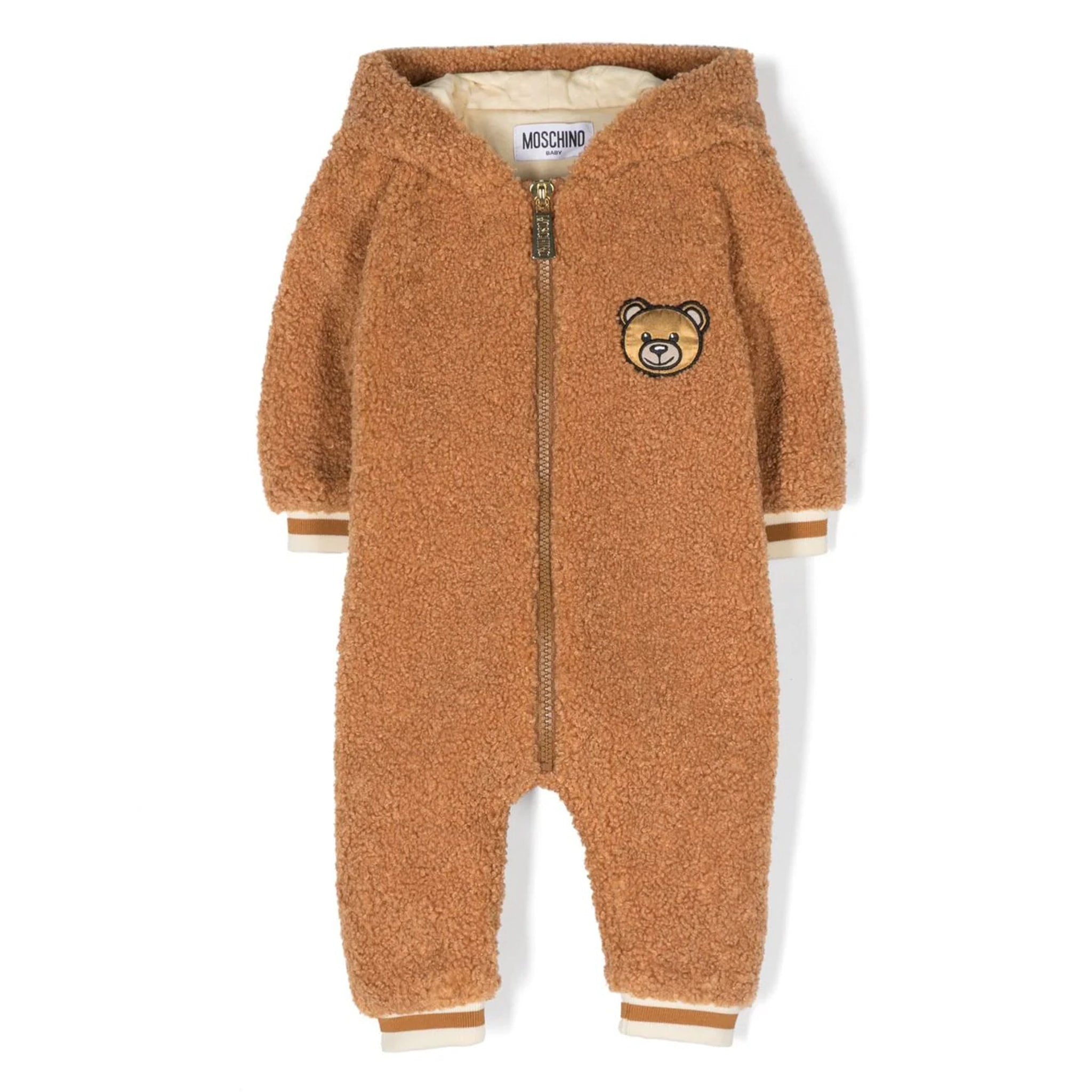 Moschino Unisex Fleece Teddy Bear Romper Jacket Brown 6/9m -  Moschino Kids, MUT03ELIA00 20093