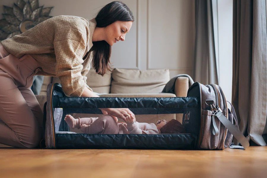 Bizzi Growin Baby Travel Crib Changing Bag - Windsor Grey POD ®