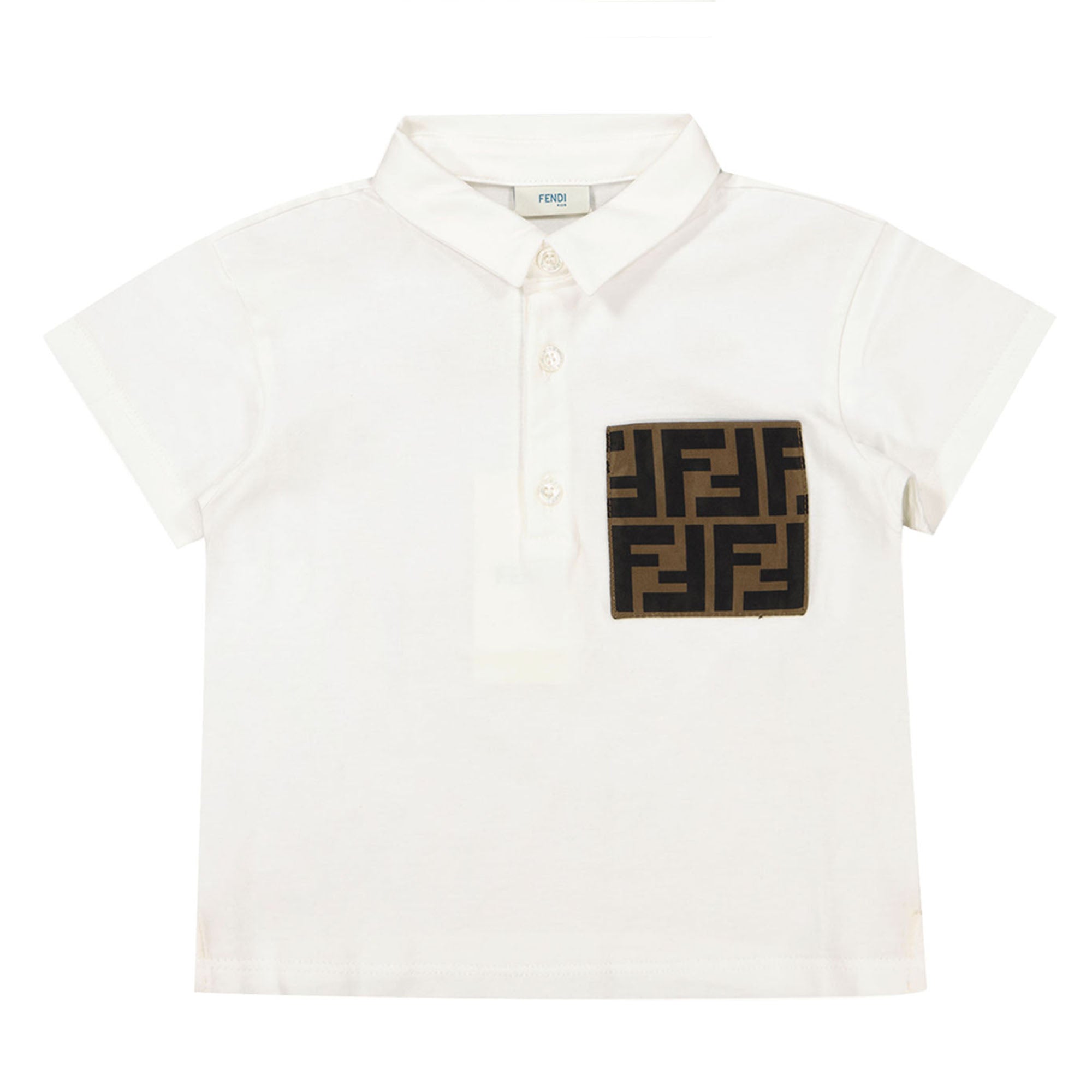 FENDI FENDI BABY UNISEX FF LOGO POLO WHITE 24M