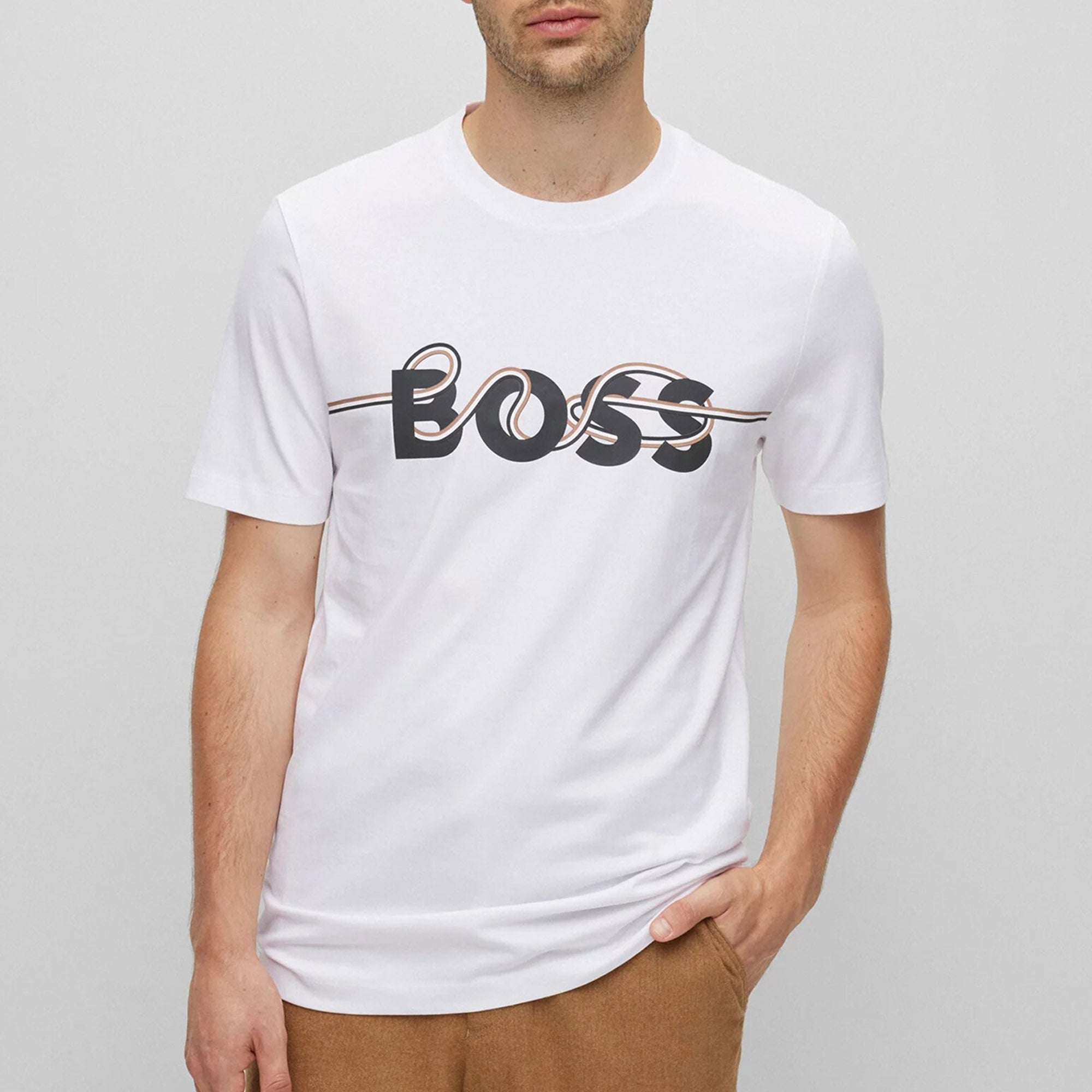 Hugo Boss Mens Noodle Logo T Shirt White Xxxl