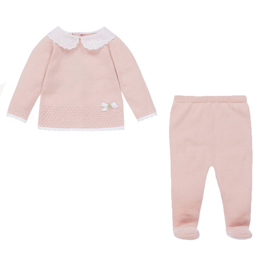 Paz Rodriguez Baby Girl 2 Piece Knitted Babygrow Pink 12M