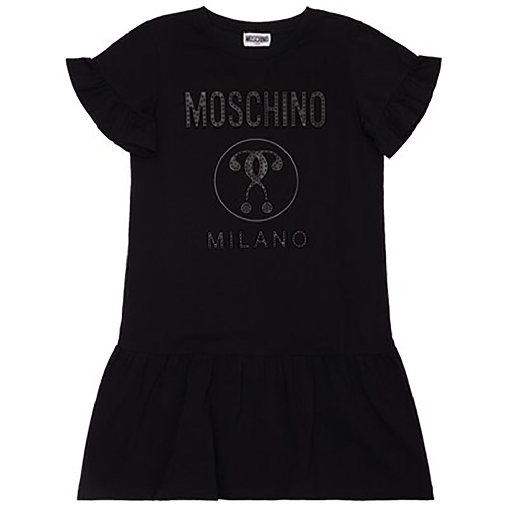 Moschino Girls Embroidered Dress Black 14Y