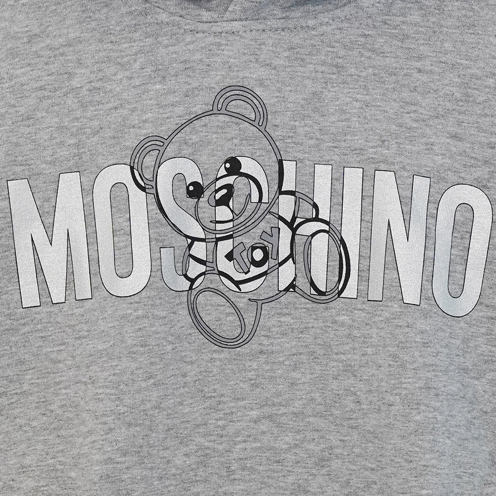 Moschino Unisex Logo Bear Hoodie Grey 14Y