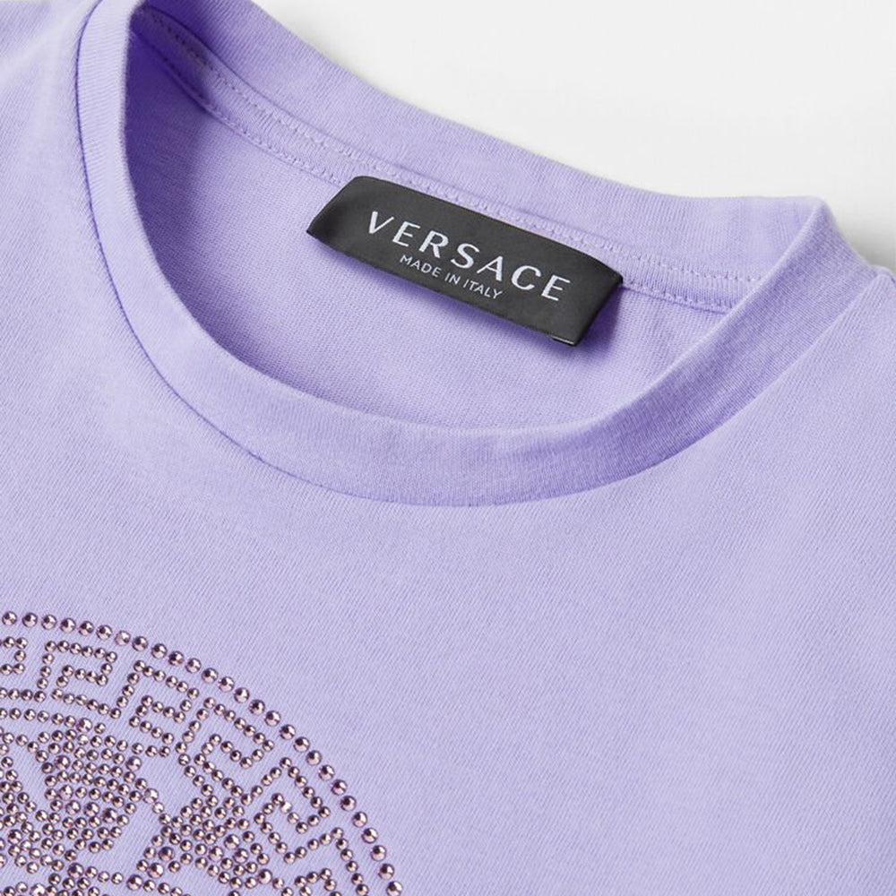 Versace Girls Medusa Embroidered Logo T Shirt Purple 6Y