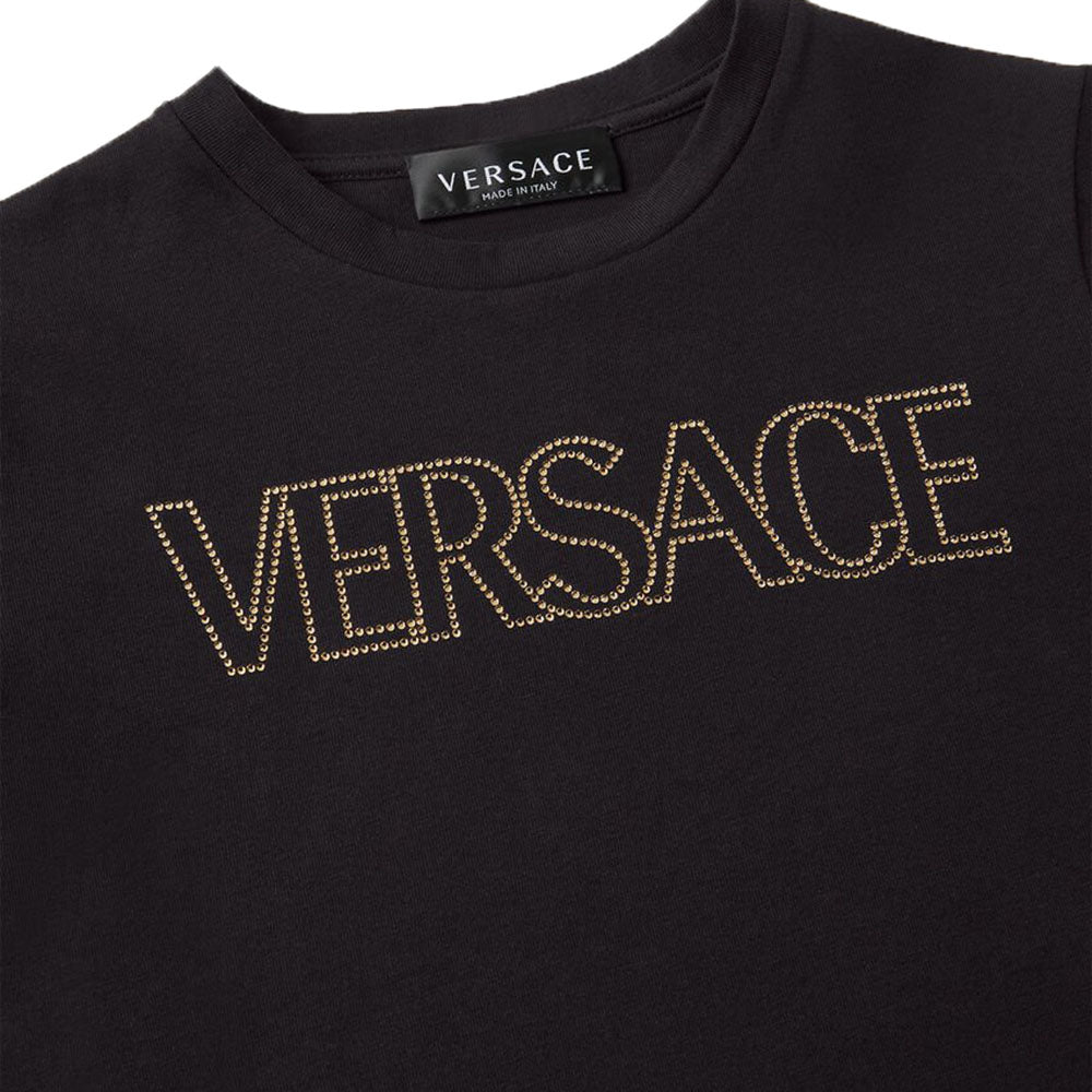 Versace Girls Embroidered Logo T Shirt Black 8Y