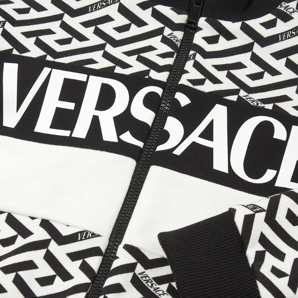 Versace Boys All Over Logo Zip Top Black 4Y