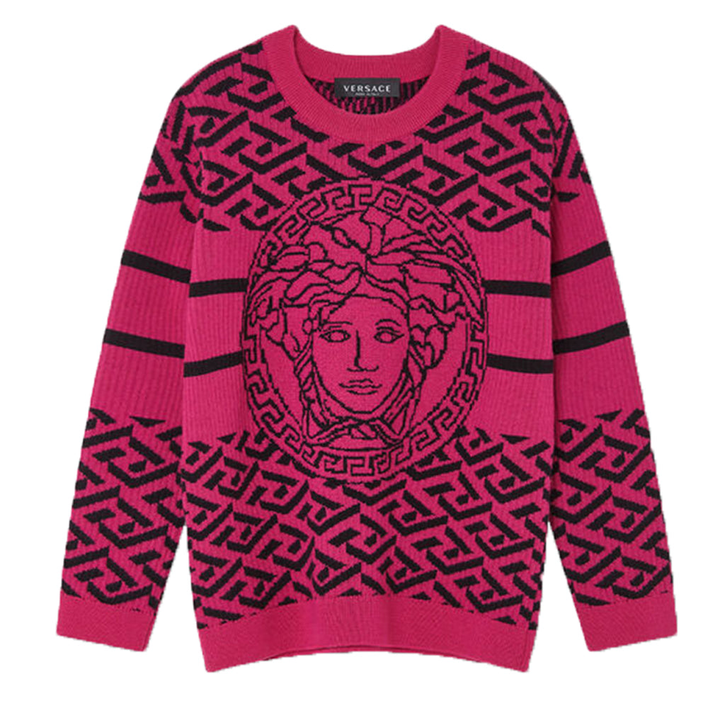 Versace Girls Wool Knitted Medusa Jumper Pink 14Y