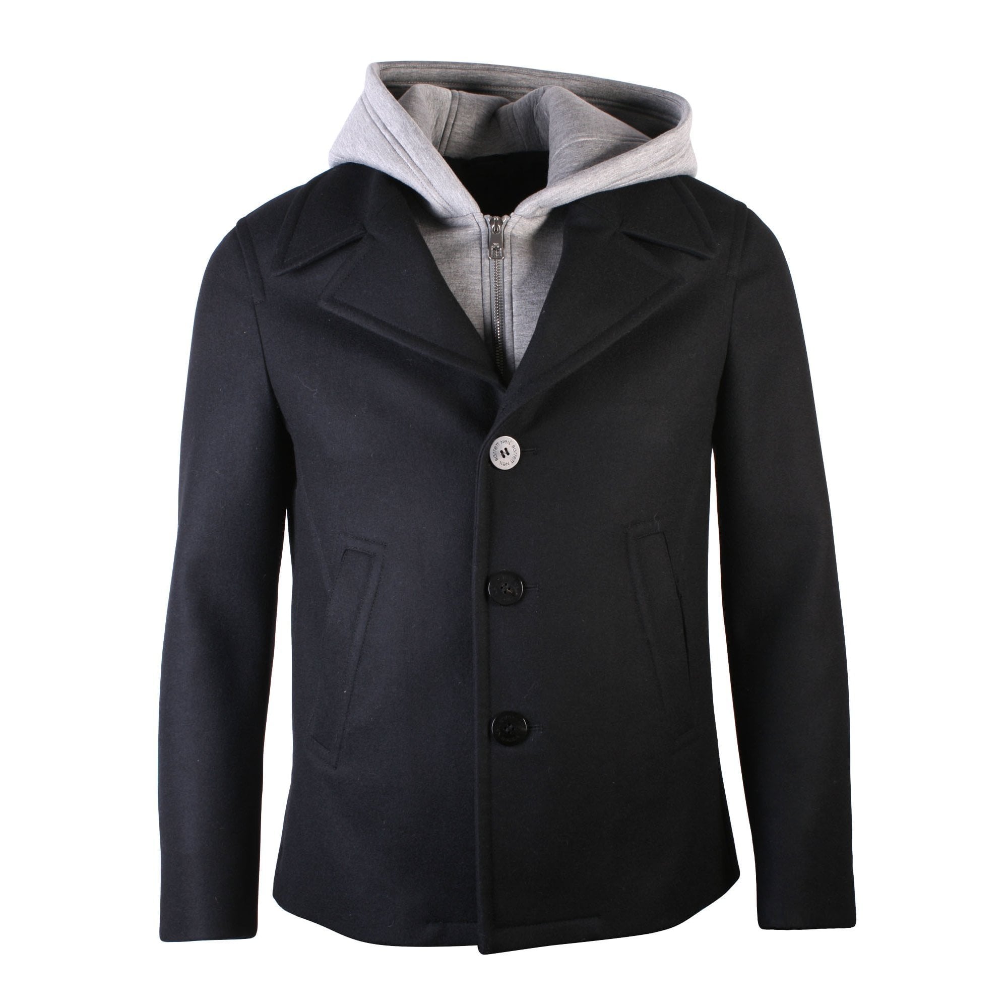 Neil Barrett Men's Layered Hooded Jacket Black/Grey - BLACK S