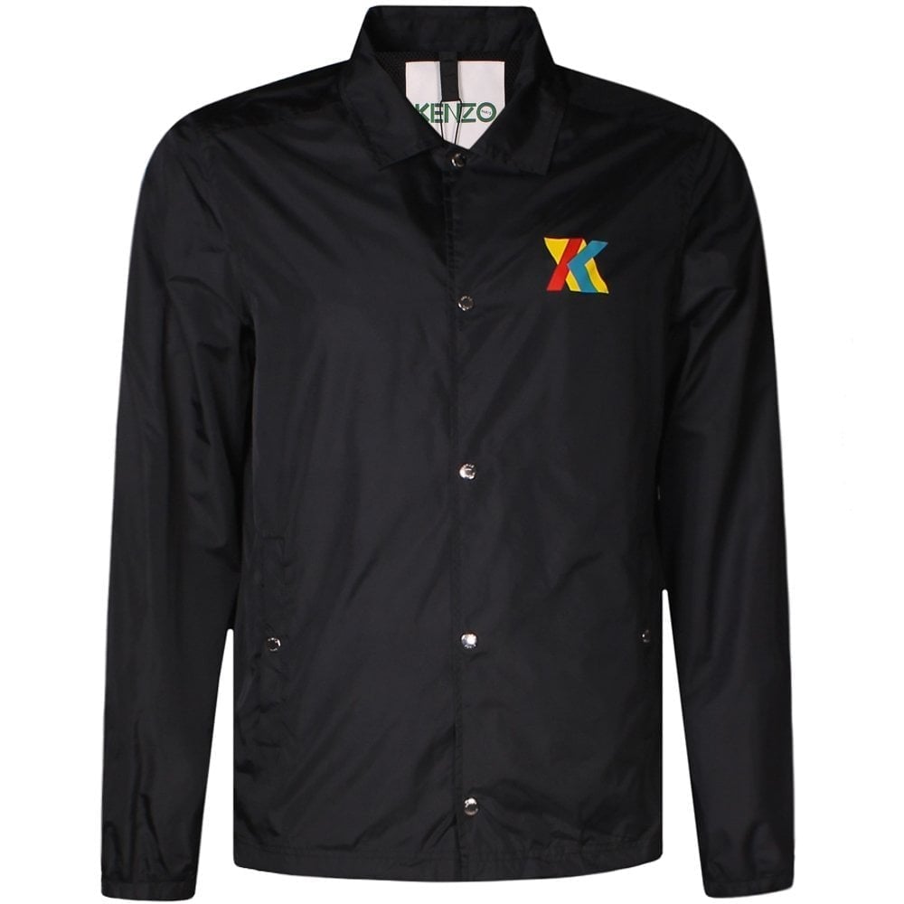 Kenzo Men's Multi-Colour Logo Print Coach Jacket Black - BLACK XL