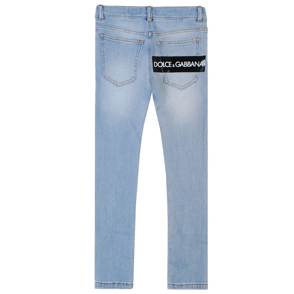 Dolce & Gabbana Boys Back Logo Print Jeans Blue 4Y
