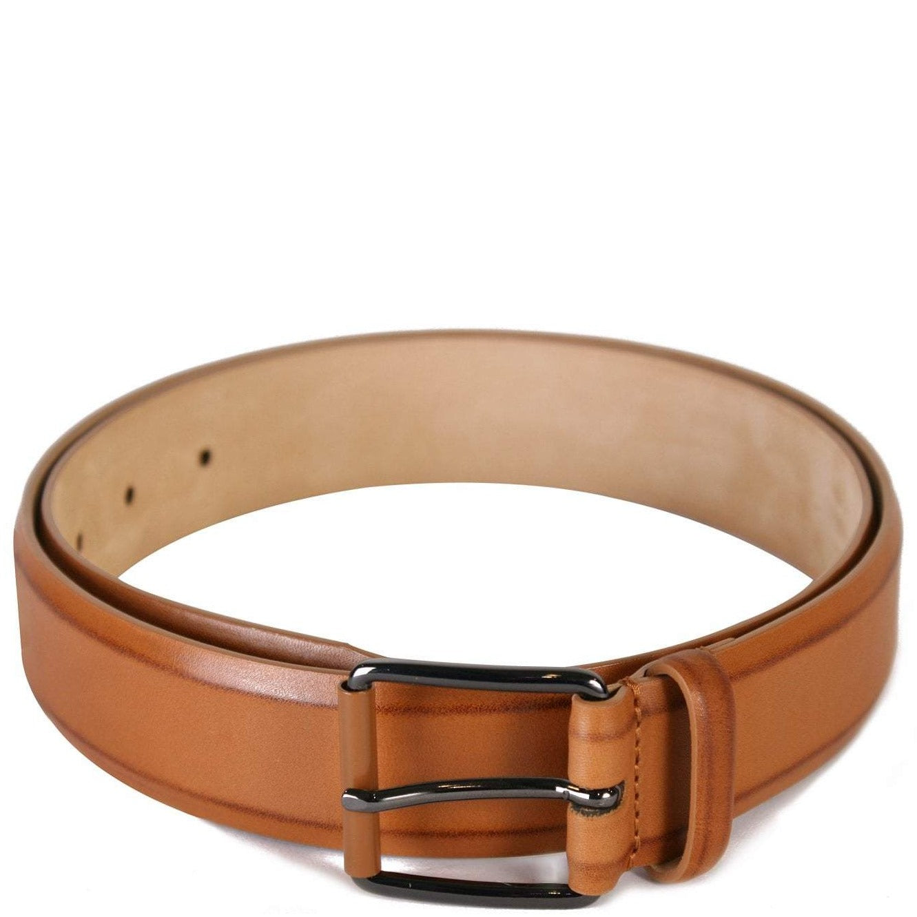 Armani Collezioni Men's Calfskin Leather Belt Tan - BROWN 34 30