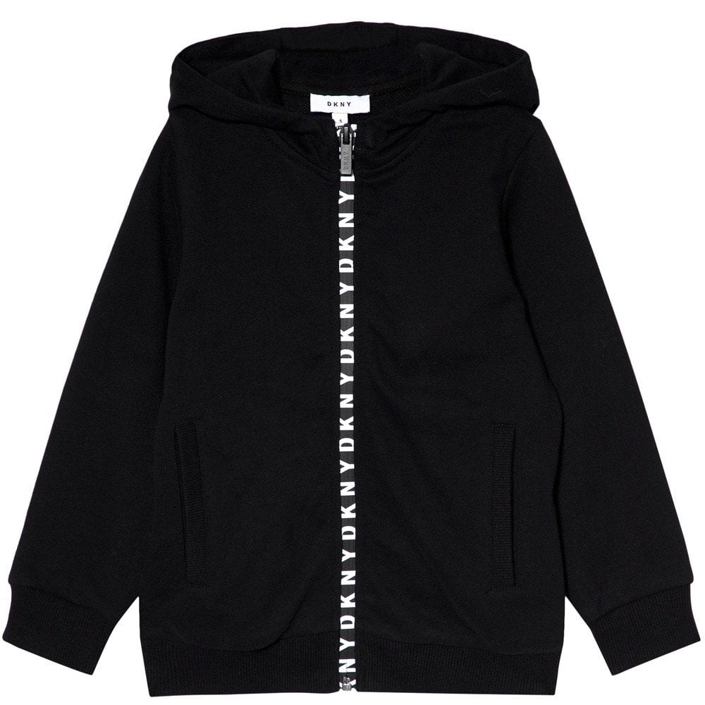 Dkny Boys Logo Zip Hoodie Black Cotton 8Y