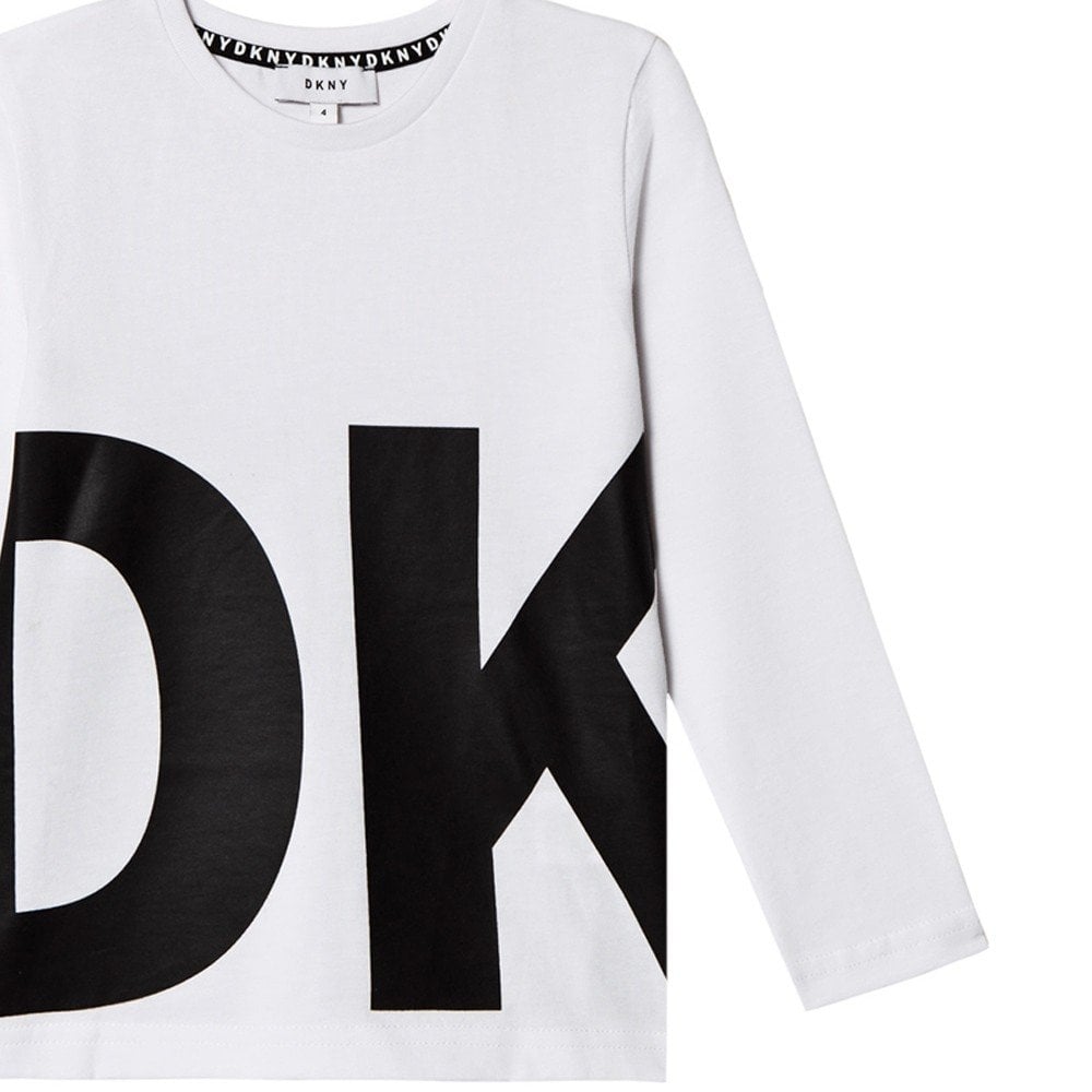 Dkny Boys Logo Print Long Sleeve T-shirt White 5 Years