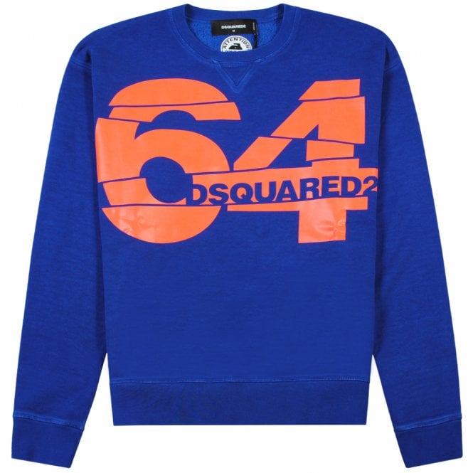 Dsquared2 Men's 64 Graphic Print Sweatshirt Blue - BLUE LARGE