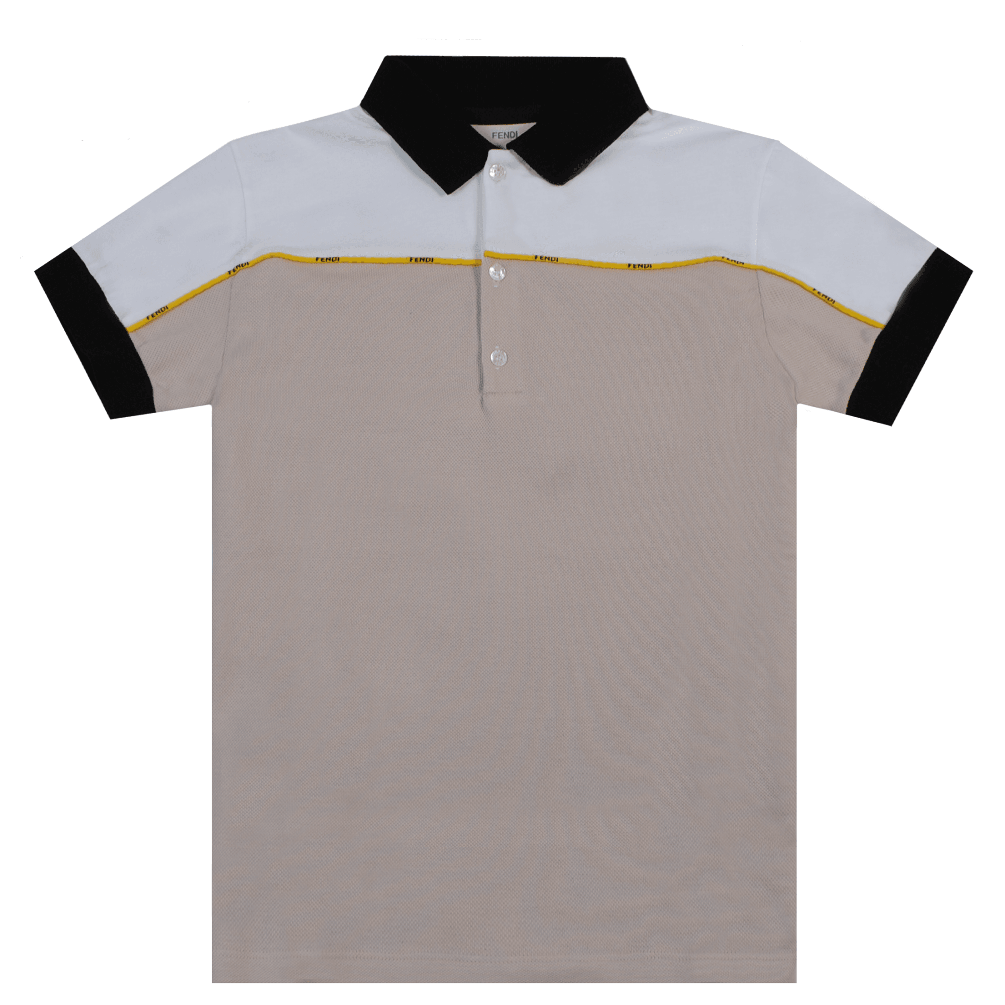 Fendi Boys Piquet Polo White & Beige 14Y