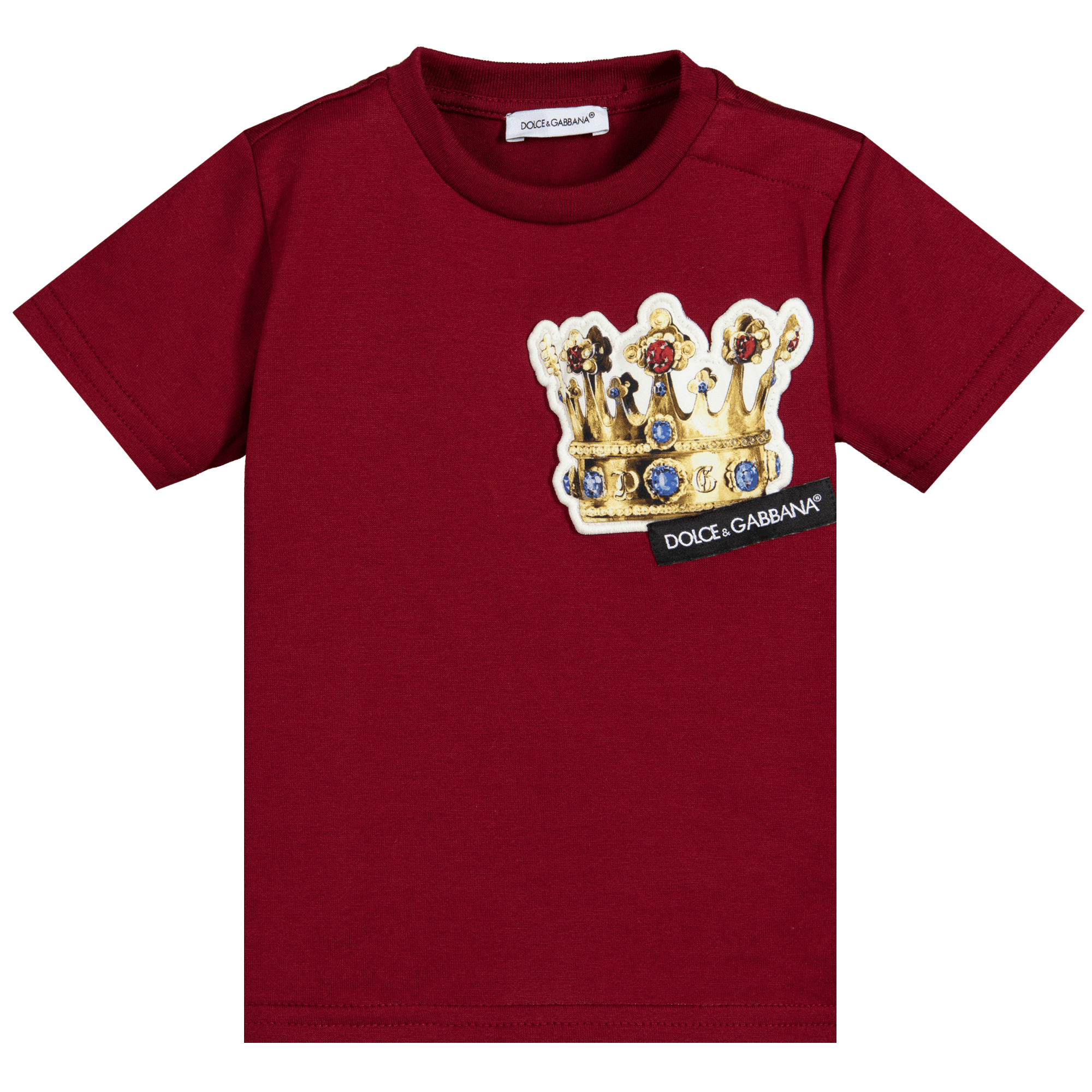 Dolce & Gabbana Boys Cotton Crown T-shirt Red Burgundy 2Y