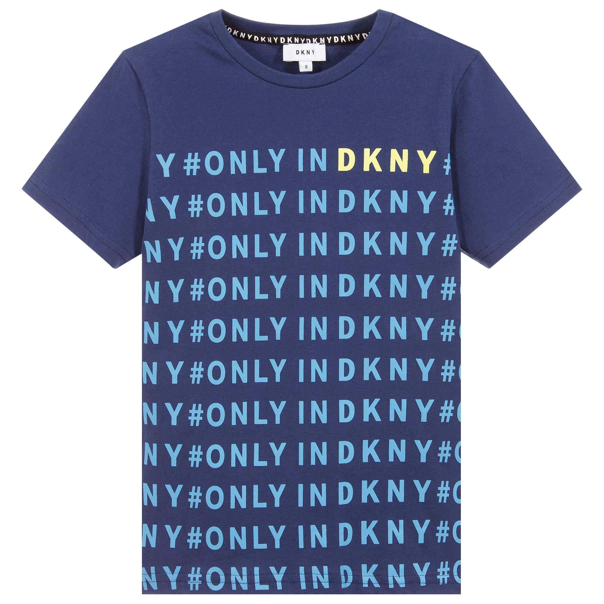 Dkny Boys Logo T-shirt Blue Cotton 14Y