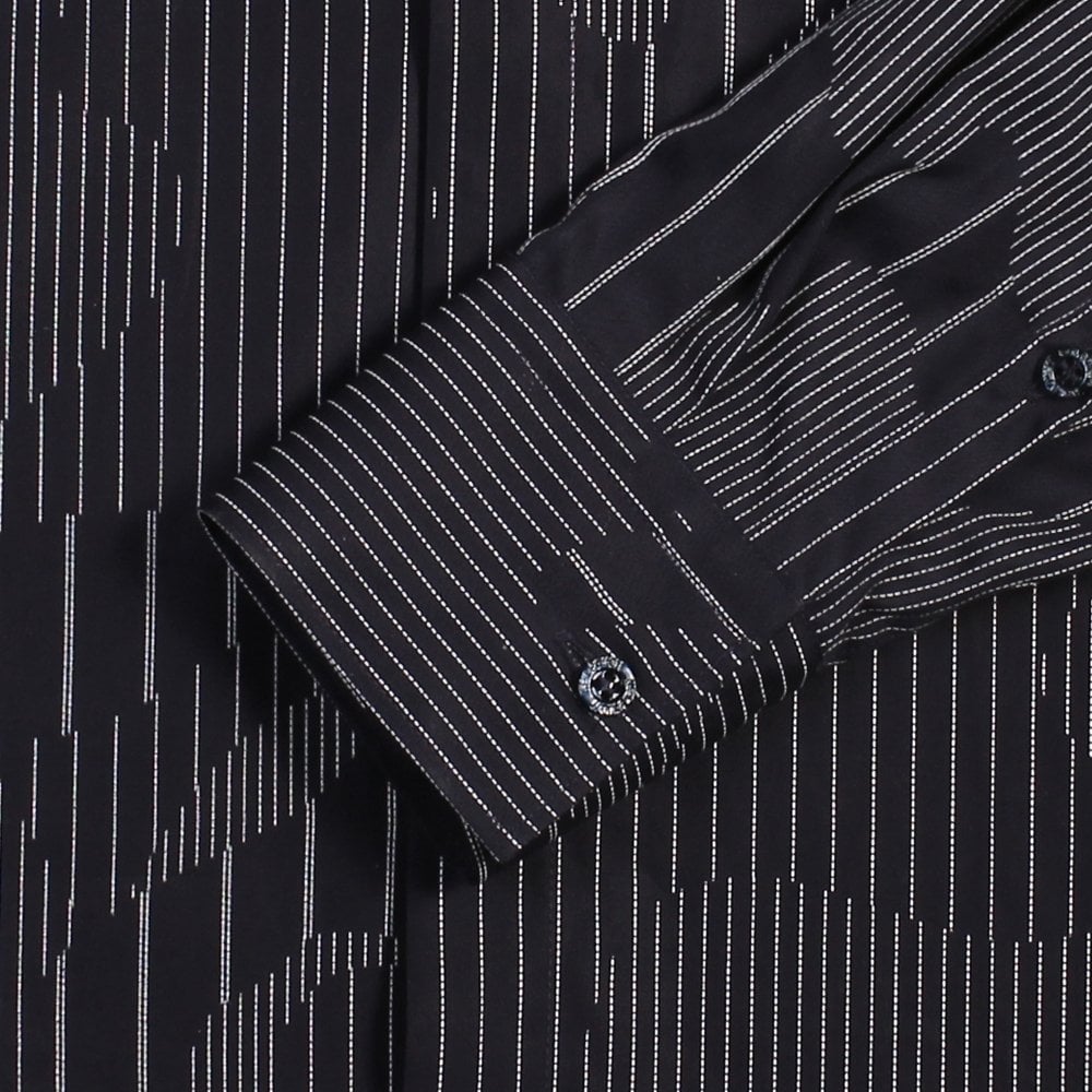 Neil Barrett Men's Camouflaged Pinstripe Shirt Dark Navy Black Large