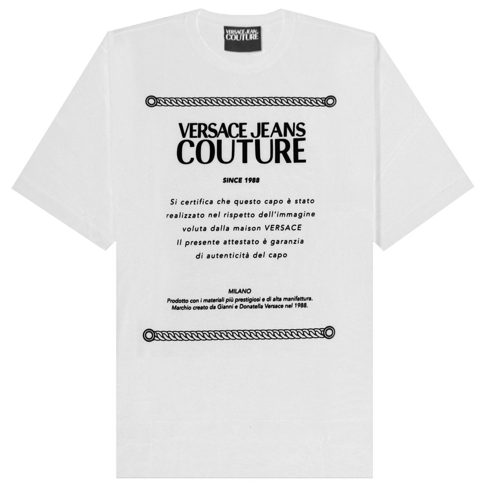 Versace Jeans Couture Men's Logo Plaque T-shirt White Large