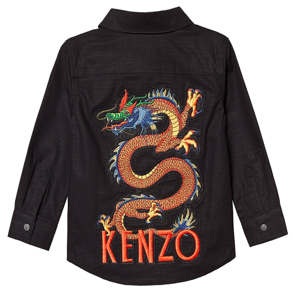 Kenzo Boys Gaspard Reverse Dragon Print Shirt Black 14Y